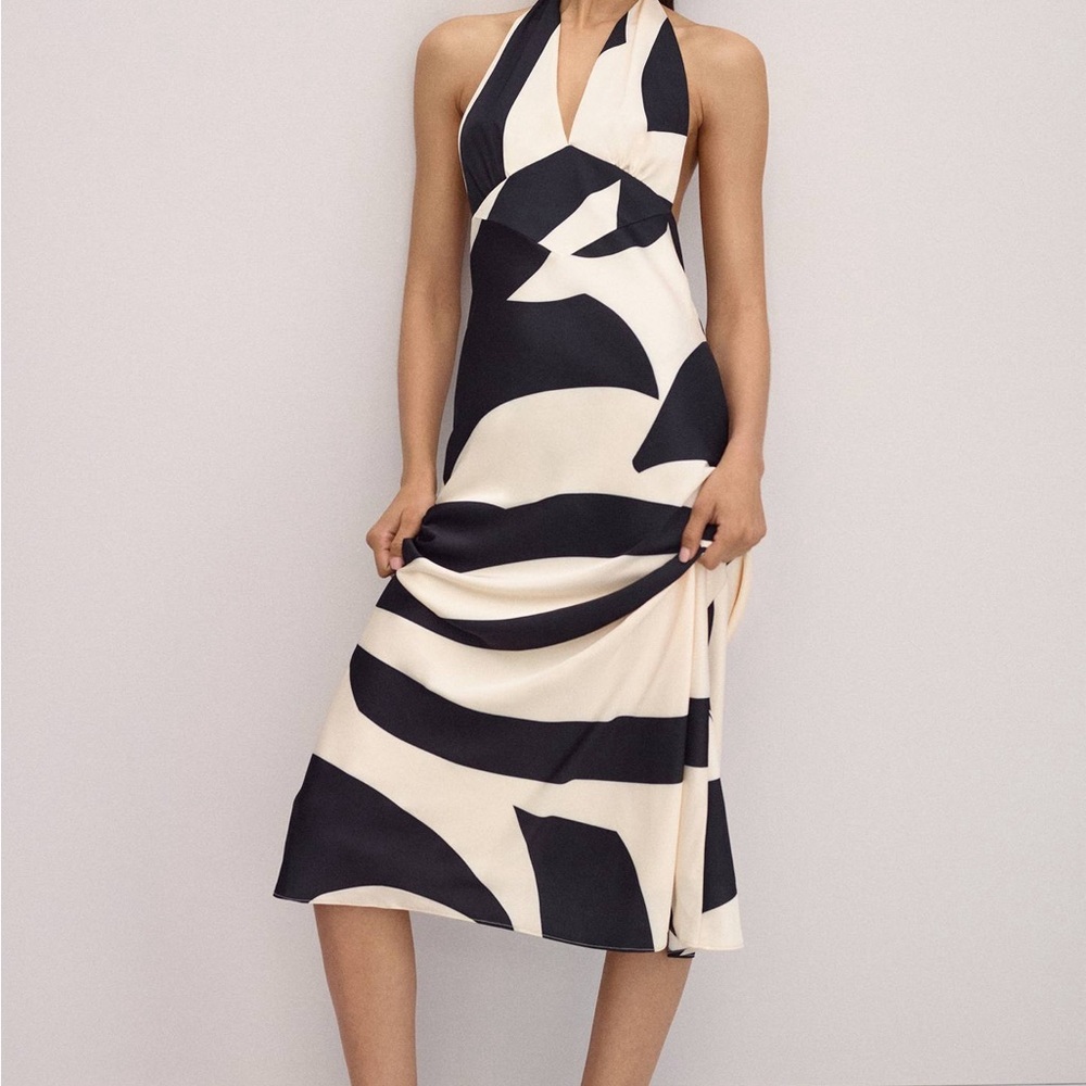 NWT Halter Dress in Black and Cream
